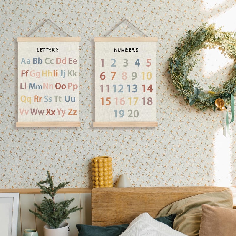 Supwhd Classroom Wall Decor, Numbers and Alphabet Educational Wall Art Poster, Alphabet ABC Numbers from 1 to 20 Poster Wall Decor for Toddler Kids Room Playroom Classroom, 12x16 Set of 2 - Image 2