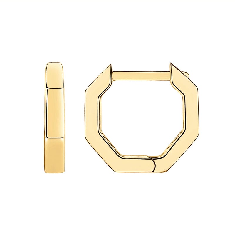 PAVOI 14K Yellow Gold Plated 925 Sterling Silver Post Geometric Huggie Earring | Small Hoop Earrings | Ear Huggies For Women - Image 1
