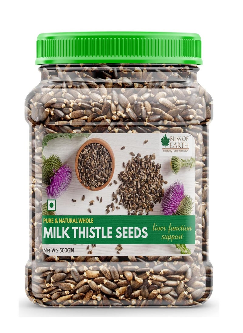 BLISS OF EARTH 500gm Milk Thistle Seeds Organic Super Food Great for Guts Health and Boost Immunity Pack of 1  - Image 1