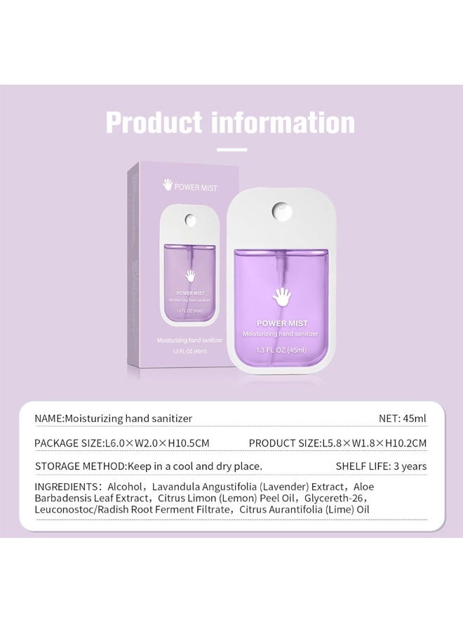 Power Mist Hydrating Hand Sanitizer Spray, 45ml Portable Sanitizing Spray with Lavender and Aloe Extracts, Gentle on Skin, Easy to Carry - Image 2