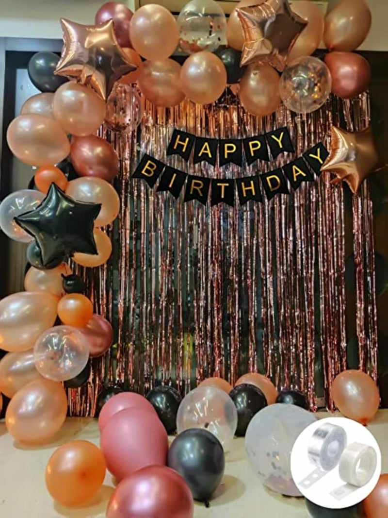 AT ARNAV TRADERS AT ARNAV TRADERS Presents ROSE-GOLD Happy Birthday Decoration items Combo Kit Perfect Combination Make Occasion Merorable For Life Time (Set of 68) - Image 1