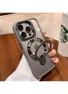 For Iphone 16E Mobile Phone Case U1 Dual Magnetic Bracket For Iphone15PRO Protective Cover Metal 13 Advanced Sense Factory-Color:Titanium Gray-Applicable Model:For Iphone 14ProMAX