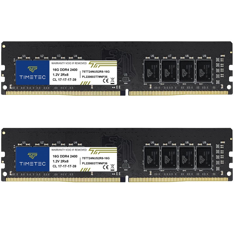 Timetec 32GB KIT 2x16GB DDR4 2400MHz PC42400T PC419200 UDIMM Desktop RAM 288Pin 12V CL17 NonECC Unbuffered DIMM Memory Module Upgrade - Image 2
