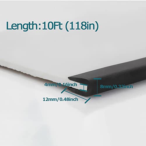 Tintvent Rubber Edge Trim Black, U Channel PVC Plastic, Metal Edge Protector Fit for 0.16", 10Ft(118in) - Image 2