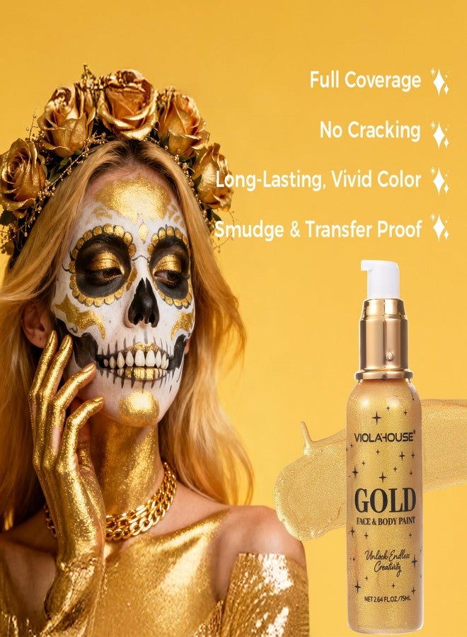 viola house Silver Face Body Paint, Washable, Long-Lasting Highly Pigmented, Water Based Full Body Paint, for Halloween Carnival Stage SFX Special Effects Cosplay Makeup 2.64Fl.Oz/75 Ml (Silver) - Image 5
