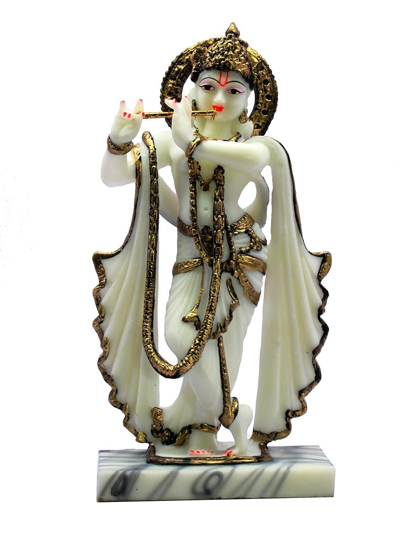 ESPLANADE Krishna Kishan Murti Idol Statue Sculpture Home Decor Resin 1425 Inches White Idol - Image 1