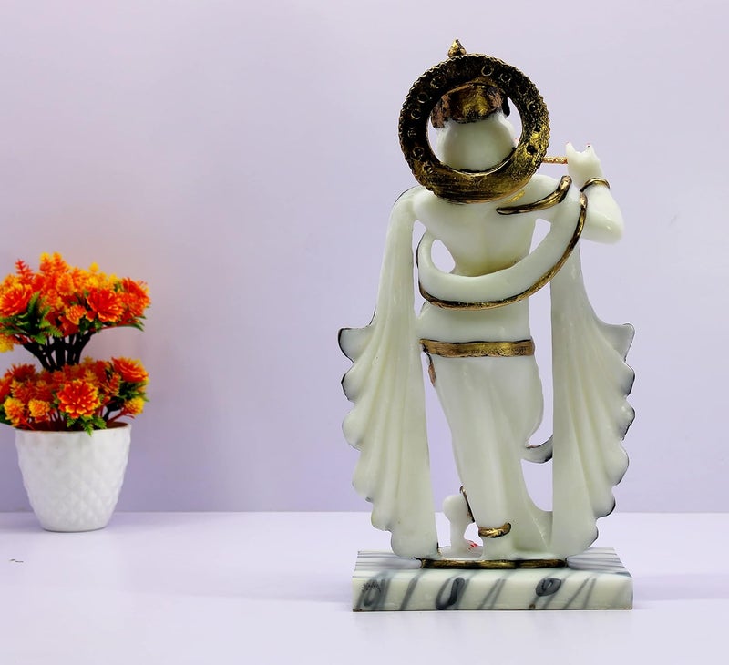 ESPLANADE Krishna Kishan Murti Idol Statue Sculpture Home Decor Resin 1425 Inches White Idol - Image 5