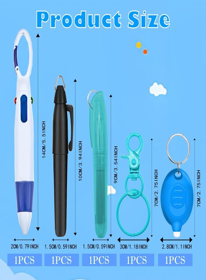 Daemson Nurse Pen Set, Badge Reel Pen Include Highlighter, Permanent Marker, LED Keychain Flashlight, Ballpoint Pen, and Nursing Keychain Clip (Blue) - Image 3