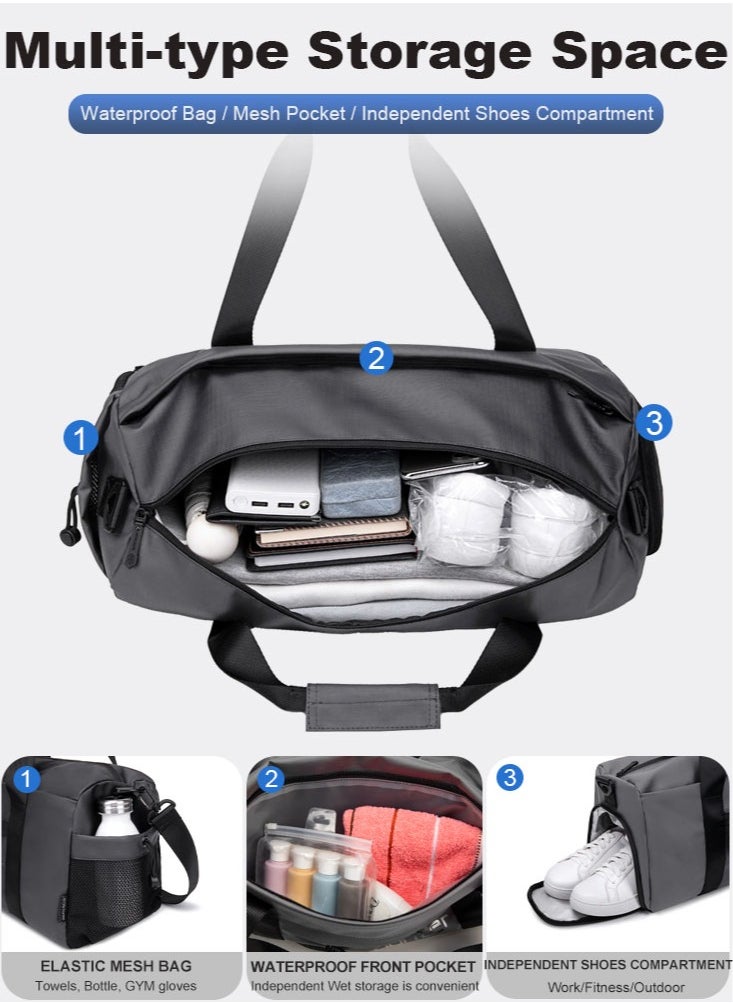 ARCTIC HUNTER - Sport Duffle Bag, Large Gym Hand Bag with Shoes Compartment and Waterproof Pocket for Men, Grey - Image 1