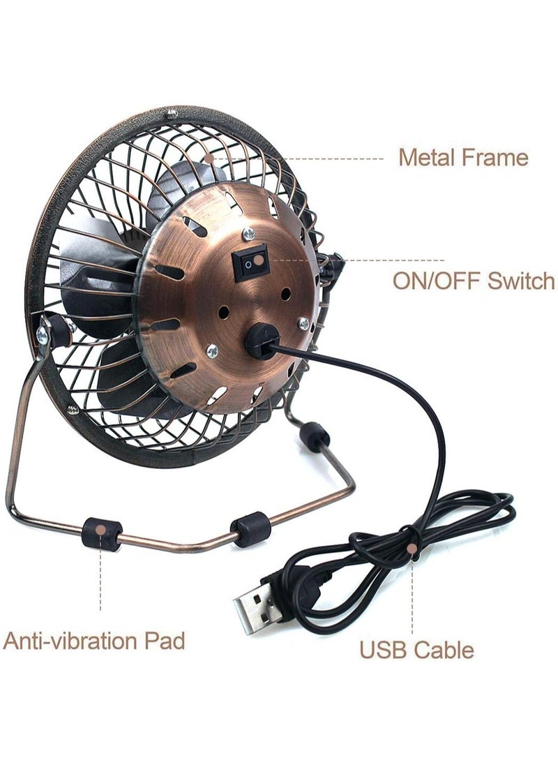 Generic Mini USB Desk Fan 4-Inch – 360° Rotation, Silent Metal Desktop Fan for Home & Office, Laptop/PC Use (Metal Bronze)  - Image 3