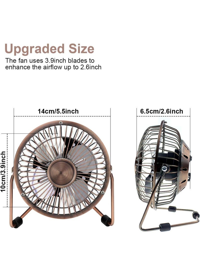 Generic Mini USB Desk Fan 4-Inch – 360° Rotation, Silent Metal Desktop Fan for Home & Office, Laptop/PC Use (Metal Bronze)  - Image 4