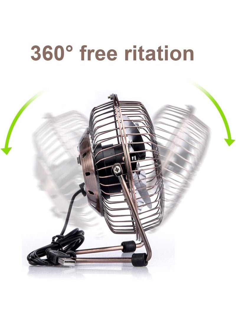 Generic Mini USB Desk Fan 4-Inch – 360° Rotation, Silent Metal Desktop Fan for Home & Office, Laptop/PC Use (Metal Bronze)  - Image 5