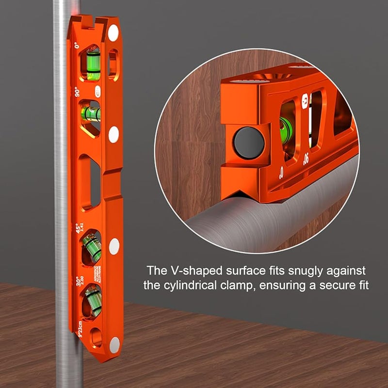 مستوى الروح الصناعية 6 بوصات ألومنيوم أسود مقياس مزدوج مشابك قابلة للتعديل أداة محاذاة - Image 5