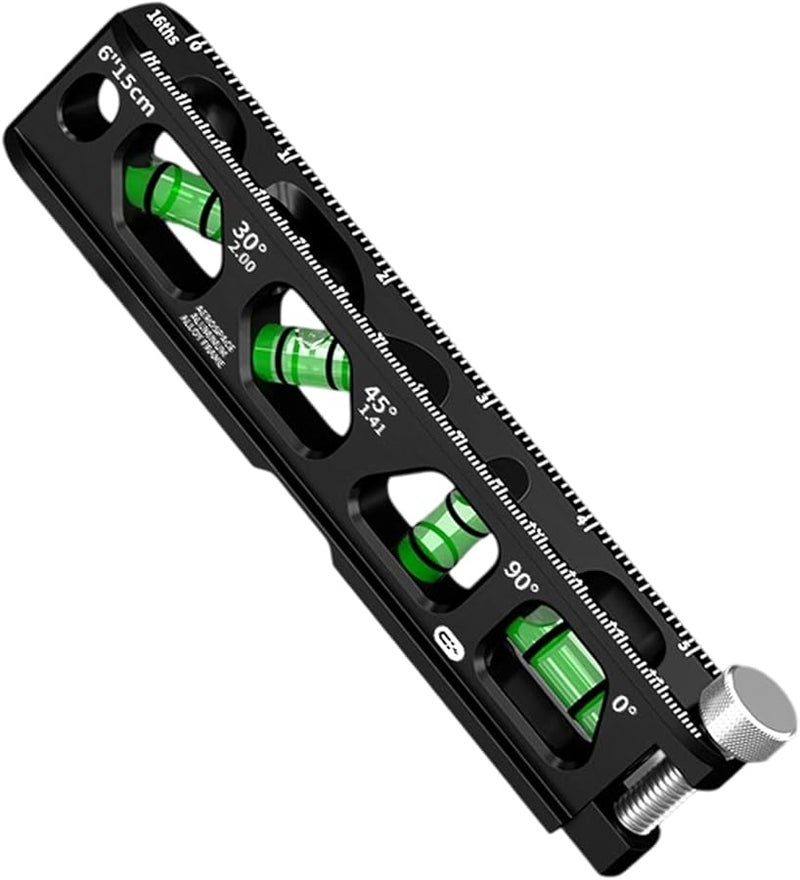 مستوى الروح الصناعية 6 بوصات ألومنيوم أسود مقياس مزدوج مشابك قابلة للتعديل أداة محاذاة - Image 2