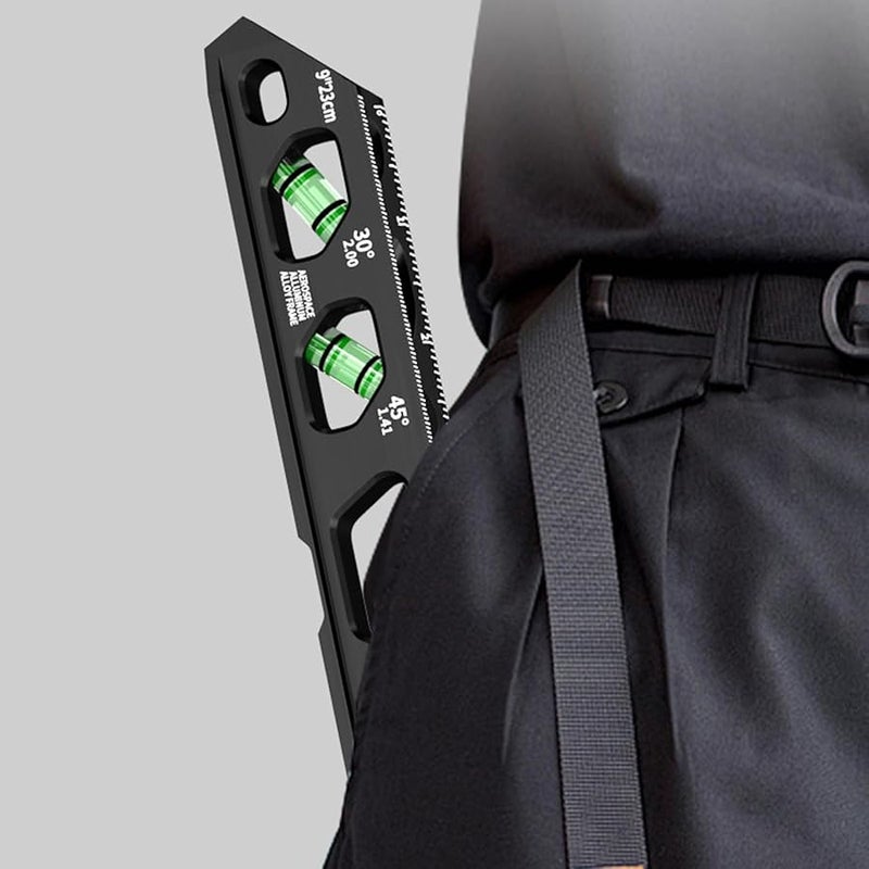 مستوى الروح الصناعية 6 بوصات ألومنيوم أسود مقياس مزدوج مشابك قابلة للتعديل أداة محاذاة - Image 3