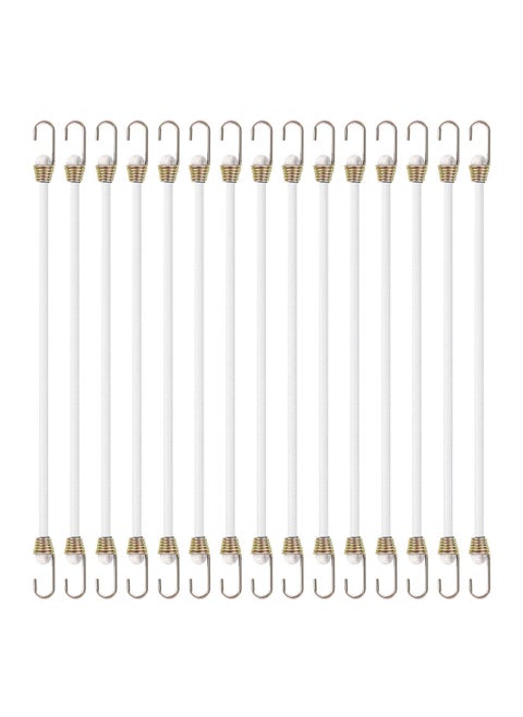 Bungee Cords with Hooks, 15 Pcs 12 Inch Heavy Duty Bungee Cords White Elastic Rope Rubber Strap for Bikes, Tie Downs, Camping,