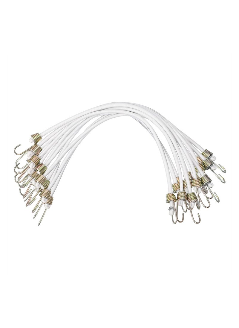 SYOSI - Bungee Cords with Hooks, 15 Pcs 12 Inch Heavy Duty Bungee Cords White Elastic Rope Rubber Strap for Bikes, Tie Downs, Camping, - Image 1