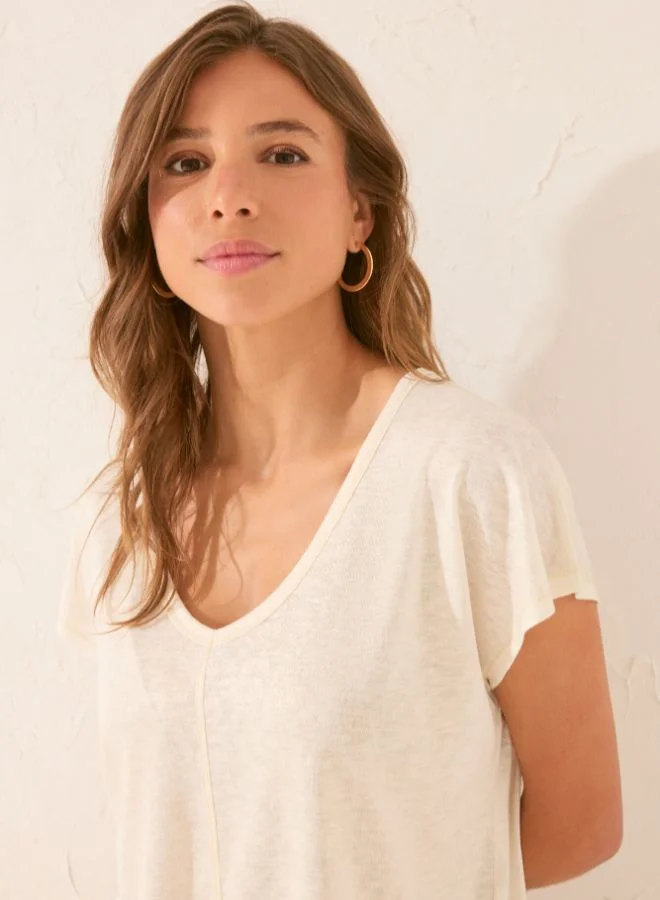 women'secret Ivory Glitter Short Sleeve T-Shirt