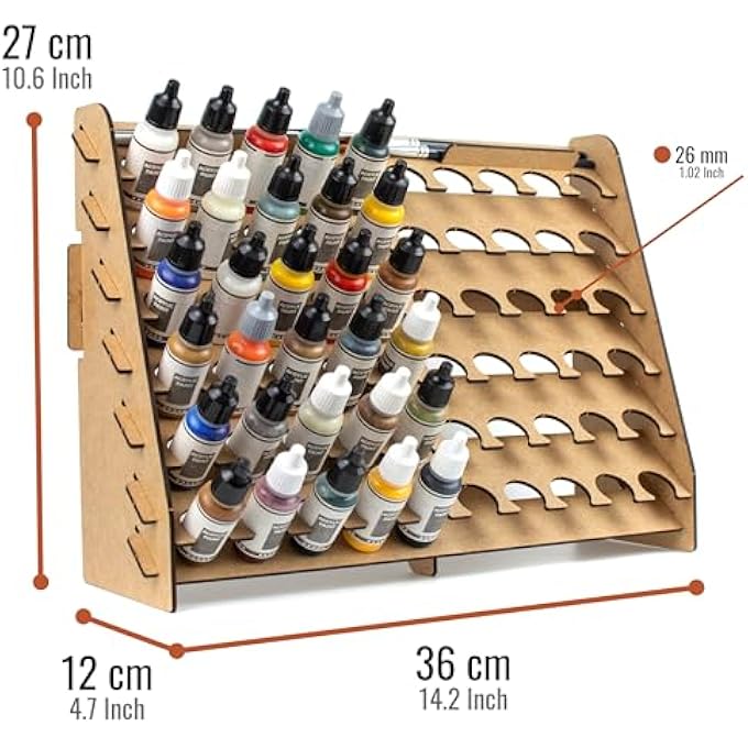 Vallejo رف طلاء النماذج 26 مم - تخزين وتنظيم طلاء الجدران من فاليخو للهوايات العسكرية لمحطة طلاء النماذج وور هاممر - Image 4