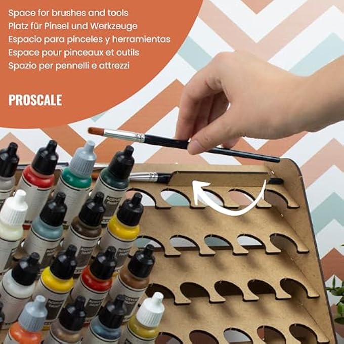 Vallejo رف طلاء النماذج 26 مم - تخزين وتنظيم طلاء الجدران من فاليخو للهوايات العسكرية لمحطة طلاء النماذج وور هاممر - Image 5