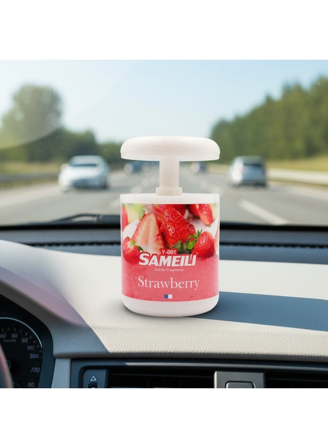 ساميلي مجموعة من 4 قطع من معطر جو جل الفراولة من ساميلي Y-001 - معطر جل قابل للتعديل، يدوم طويلاً للتحكم في الروائح الكريهة، مناسب للوحة القيادة في السيارة، وحامل الأكواب، والمنزل، والمكتب - Image 2