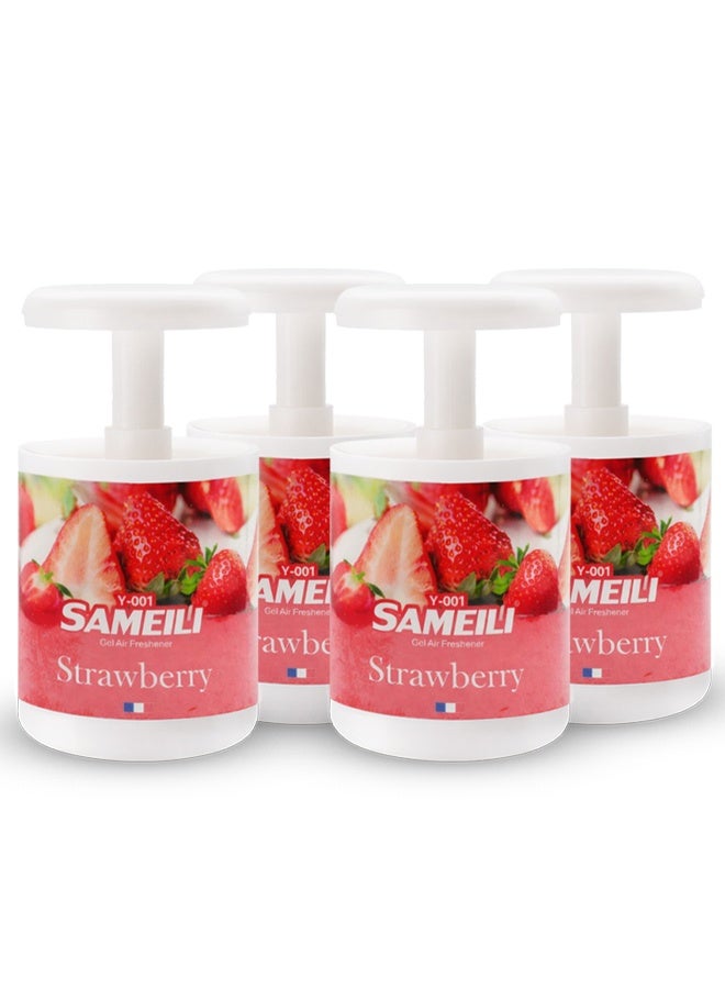ساميلي مجموعة من 4 قطع من معطر جو جل الفراولة من ساميلي Y-001 - معطر جل قابل للتعديل، يدوم طويلاً للتحكم في الروائح الكريهة، مناسب للوحة القيادة في السيارة، وحامل الأكواب، والمنزل، والمكتب - Image 1
