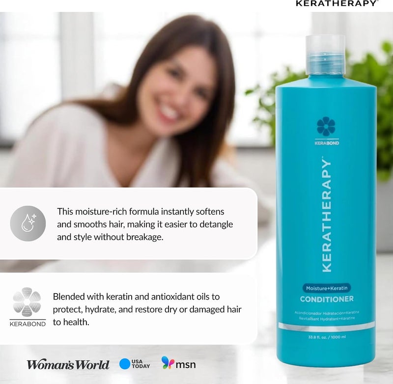 Keratin Infused Moisture Conditioner, 33.8 fl. oz., 1000 ml - Hydrating & Moisturizing Conditioner for Dry Hair with Collagen, Jojoba Oil, & Kerabond Technology - Image 5