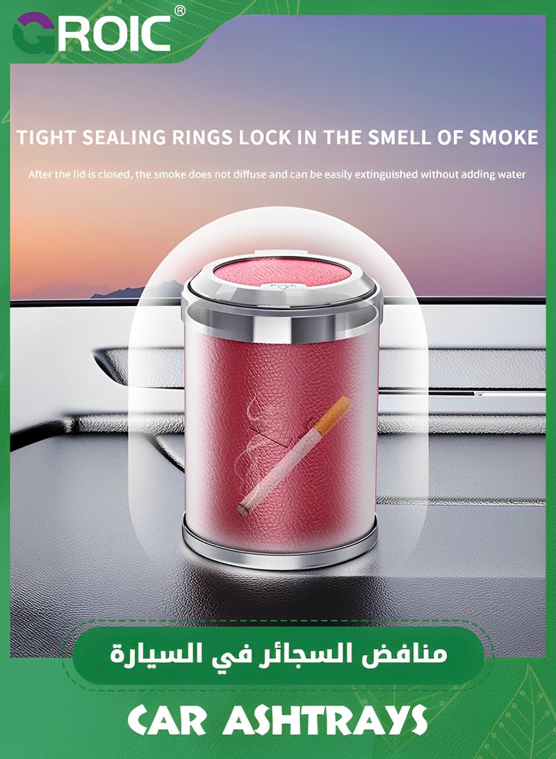 GROIC Car Ashtray with Lid,Portable with Blue Led Light Cylinder Stand Cylinder Cup Holder,Mini Car Trash Can for Most Car Cup Holder,Portable Ashtray for Car,Ash Tray - Image 5