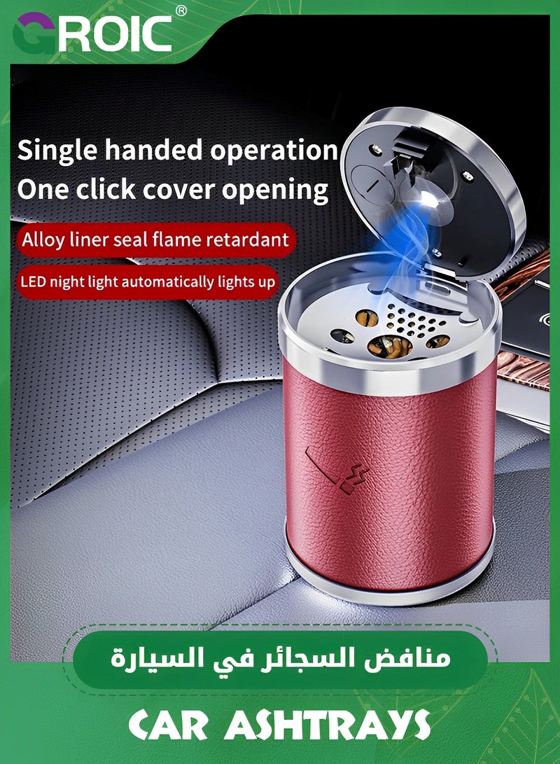 GROIC Car Ashtray with Lid,Portable with Blue Led Light Cylinder Stand Cylinder Cup Holder,Mini Car Trash Can for Most Car Cup Holder,Portable Ashtray for Car,Ash Tray - Image 4