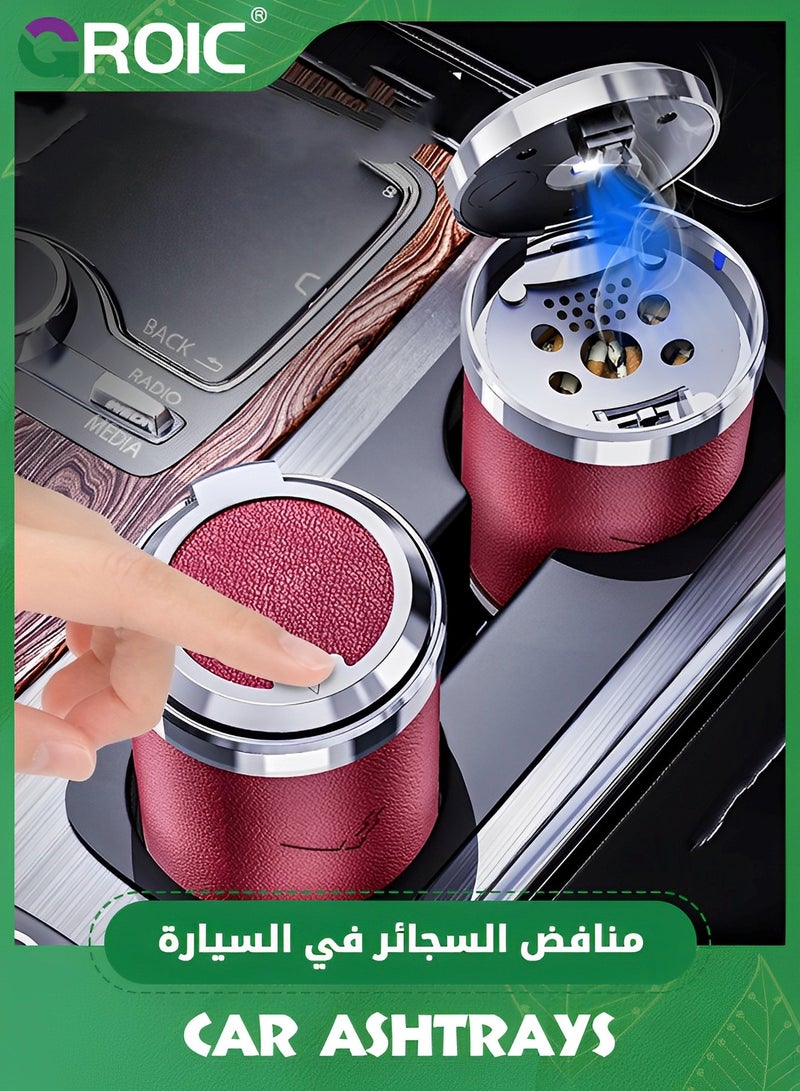 GROIC Car Ashtray with Lid,Portable with Blue Led Light Cylinder Stand Cylinder Cup Holder,Mini Car Trash Can for Most Car Cup Holder,Portable Ashtray for Car,Ash Tray - Image 3