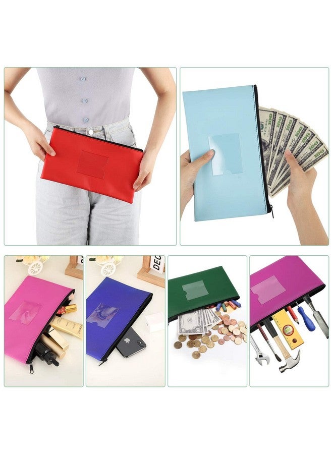 Sinzip 4 Pack Bank Deposit Money Bag Heavy Duty Leatherette Security Zipper Wallet With Clear Window Coin Bag Cash Bag Tool Pouch Assorted Colors (4 Pack) - Image 4
