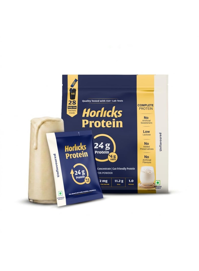 Horlicks Protein Powder, Unflavoured, 1 Kg (28 Sachets) with 79% Fermented Yeast Protein, for Gut Health - Image 1