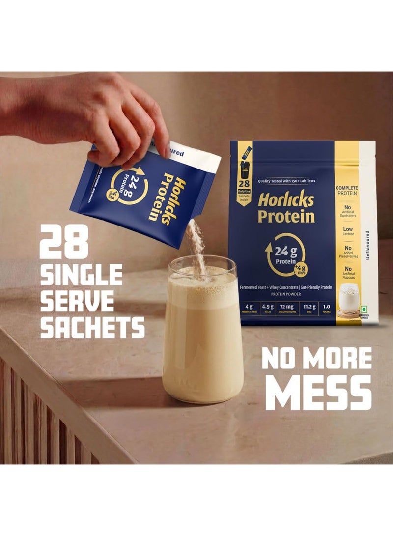 Horlicks Protein Powder, Unflavoured, 1 Kg (28 Sachets) with 79% Fermented Yeast Protein, for Gut Health - Image 3