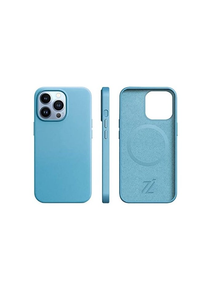 Izone Premium Apple Leather iPhone Cases - Luxury Phone Case - Elevate Your iPhone with Timeless Elegance and Protection Baby Blue,iPhone 15 Pro Max 