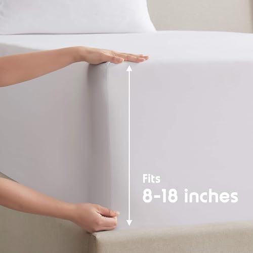 Nestl California King Bed Sheet Set - White - Instantly Soft Microfiber, No Break-in Wash - 4-Piece Deep Pocket Sheets & Pillowcases, Stays Put All Night - Image 4