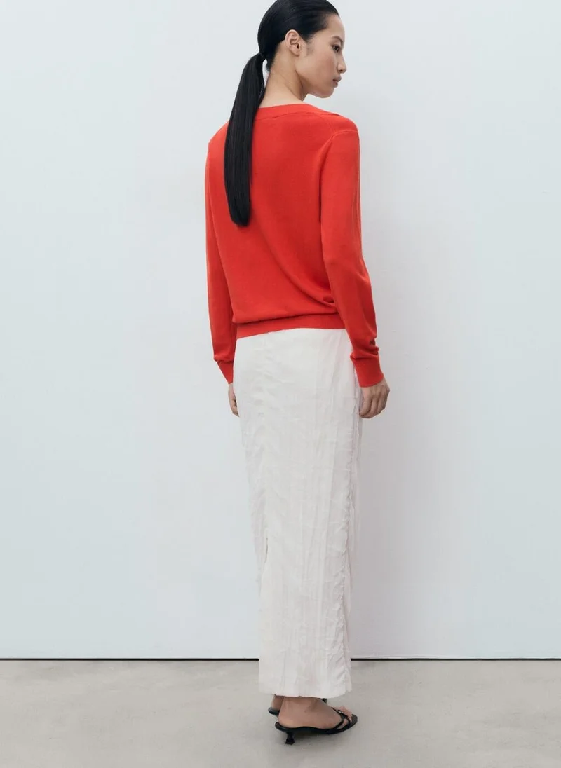 MANGO Fine-knit V-neck sweater