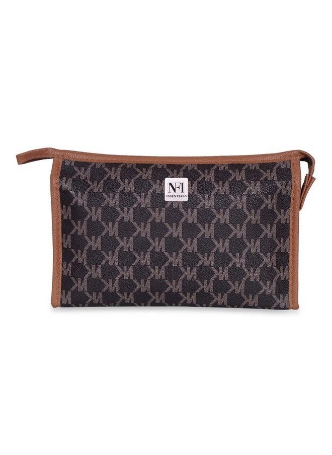 NFI essentials Makeup Pouch For Women Travel Cosmetic Bags Toiletry Bags Travel Kits Organiser Size: 26X17X7Cm (Brown)  - Image 2