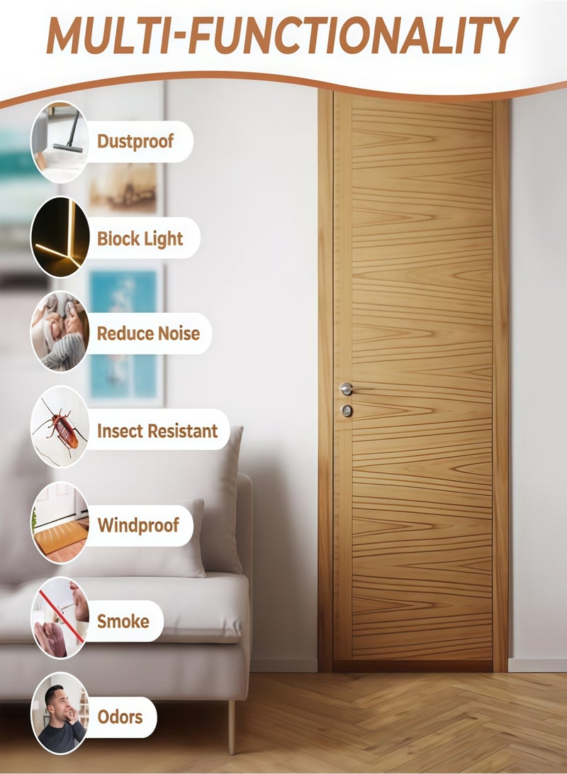 XiuWoo Door Draft Stopper, Under Door Seal, Door Sweep for Exterior & Interior Doors, Door Bottom Draft Blocker Dust and Noise Insulation Twin Door Draft Stopper Adjustable Door Foam Seal Strip Breeze Blocker, Noise Sound Light Smell Blocker for Doors, for Keeping Out Cold Door Seal for Bedroom Kitchen Window Office(Brown) - Image 5