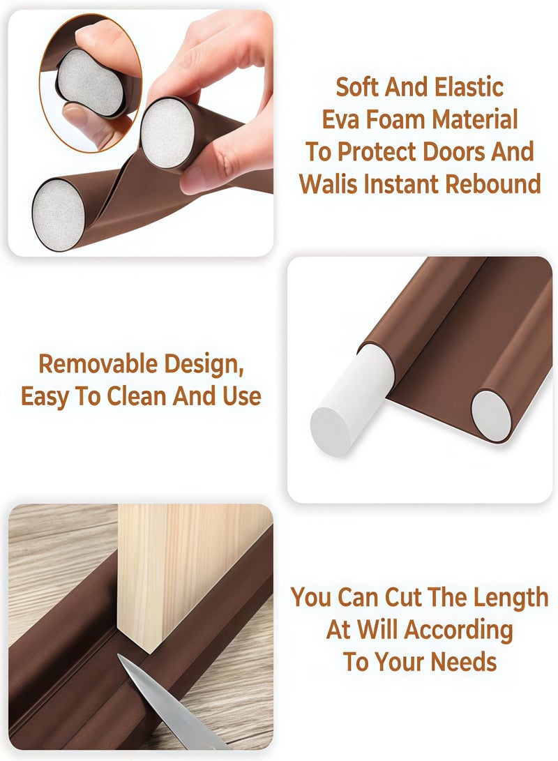 XiuWoo Door Draft Stopper, Under Door Seal, Door Sweep for Exterior & Interior Doors, Door Bottom Draft Blocker Dust and Noise Insulation Twin Door Draft Stopper Adjustable Door Foam Seal Strip Breeze Blocker, Noise Sound Light Smell Blocker for Doors, for Keeping Out Cold Door Seal for Bedroom Kitchen Window Office(Brown) - Image 4