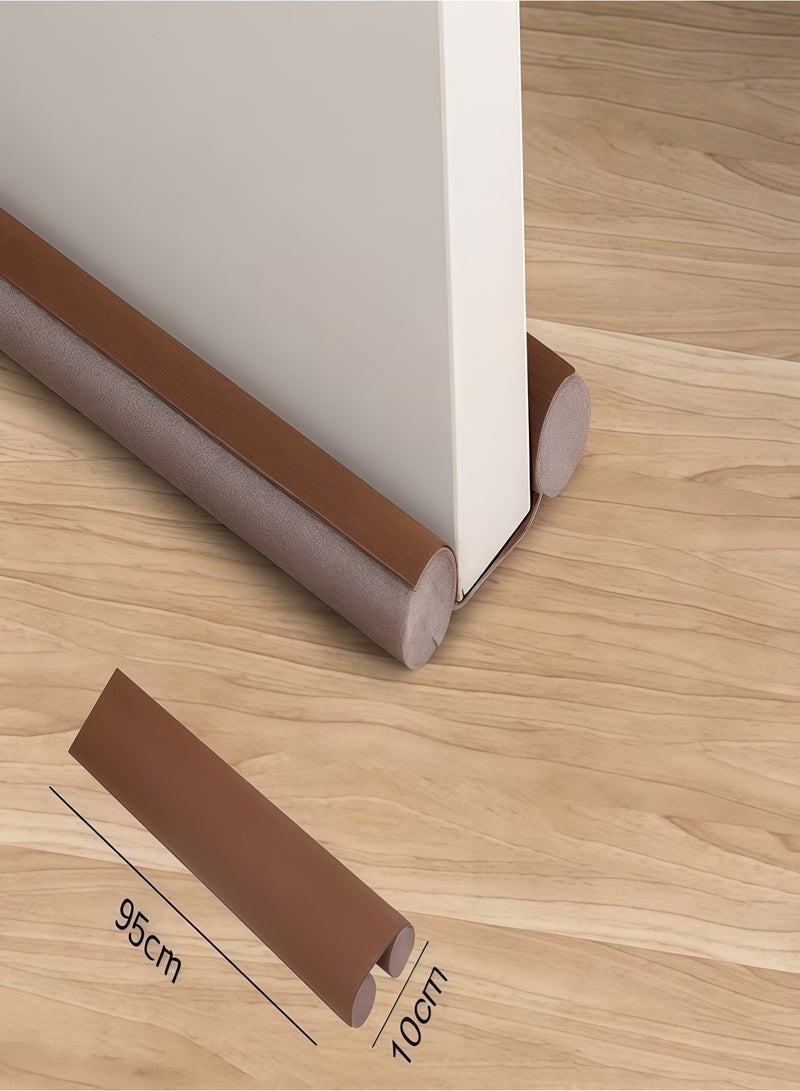 XiuWoo Door Draft Stopper, Under Door Seal, Door Sweep for Exterior & Interior Doors, Door Bottom Draft Blocker Dust and Noise Insulation Twin Door Draft Stopper Adjustable Door Foam Seal Strip Breeze Blocker, Noise Sound Light Smell Blocker for Doors, for Keeping Out Cold Door Seal for Bedroom Kitchen Window Office(Brown) - Image 2