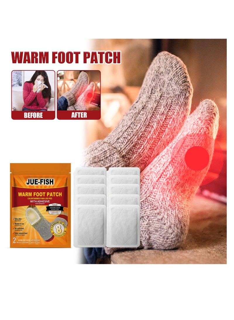 JUE-FISH Warm Foot Patch Up to 8 Hours of Heat for Heating and Keeping Feet Warm 10-Pcs - Image 1