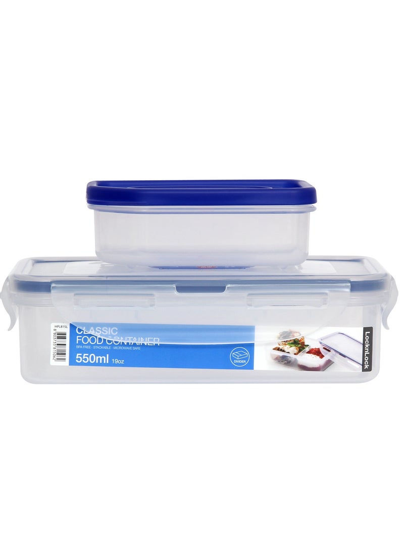 LOCK & LOCK LocknLock 550ml Rectangular  Airtight Food Storage Container with Sauce Tray - BPA-Free, Microwave, Freezer, and Dishwasher Safe - Image 2