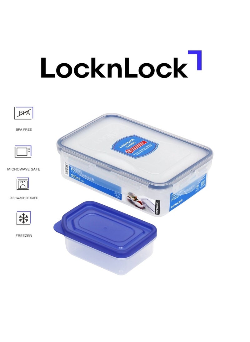 LOCK & LOCK LocknLock 550ml Rectangular  Airtight Food Storage Container with Sauce Tray - BPA-Free, Microwave, Freezer, and Dishwasher Safe - Image 1