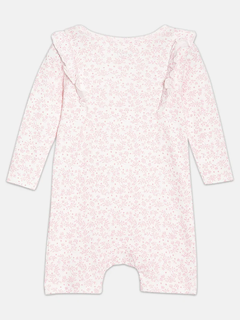 Broon Broon Infant Girls White and Pink Printed Organic Cotton Rompers Pack of 2