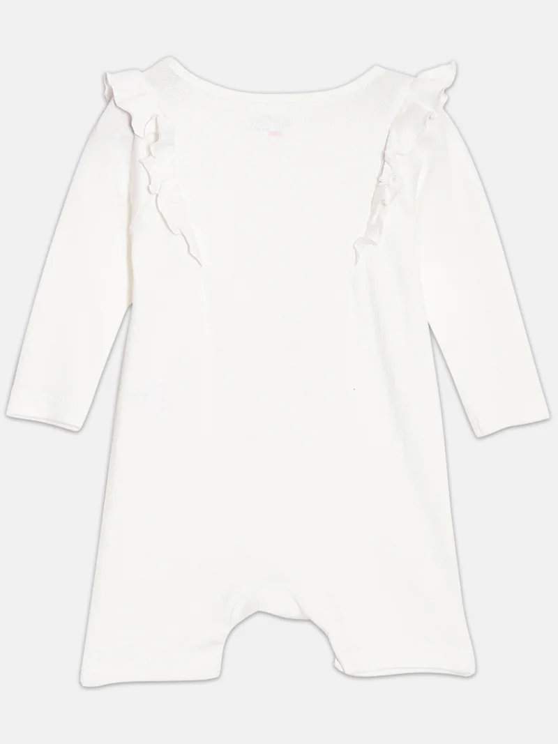 Broon Broon Infant Girls White and Pink Printed Organic Cotton Rompers Pack of 2
