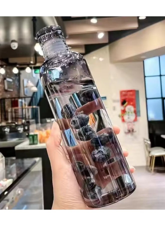 زجاجة مياه رياضية بلاستيك صحي 450 مل مع علامات زمنية، قابلة لإعادة الاستخدام ومضادة للتسرب، مثالية للرجال والنساء لصالة الألعاب الرياضية و كرة القدم و الأنشطة الخارجية، المدرسة، اللياقة البدنية، و للعمل  الحليب والعصير، زجاجة ماء شفافه جيم صحية متعددة الاستخدامات للجيم والمدرسة - زجاجه ماء مضادة للتسرب - ازازة مياه شفافة مع علامات للوقت - زجاجة ماية و عصير ولبن للاطفال و للمدرسة  - Image 3