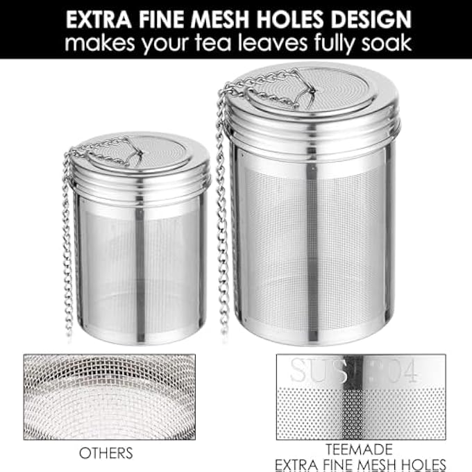 Paporich Tea Infuser For Loose Tea Extra Fine Mesh Tea Strainers With Drip Trays 304 Stainless Steel Tea Diffuser Filter Tea Steeper Infusers For Teapot Brew Tea 2 PackLarge  Small - Image 5