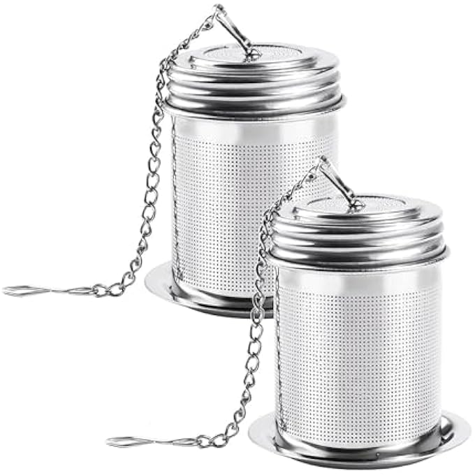 Paporich Tea Infuser For Loose Tea Extra Fine Mesh Tea Strainers With Drip Trays 304 Stainless Steel Tea Diffuser Filter Tea Steeper Infusers For Teapot Brew Tea 2 PackLarge  Small - Image 1