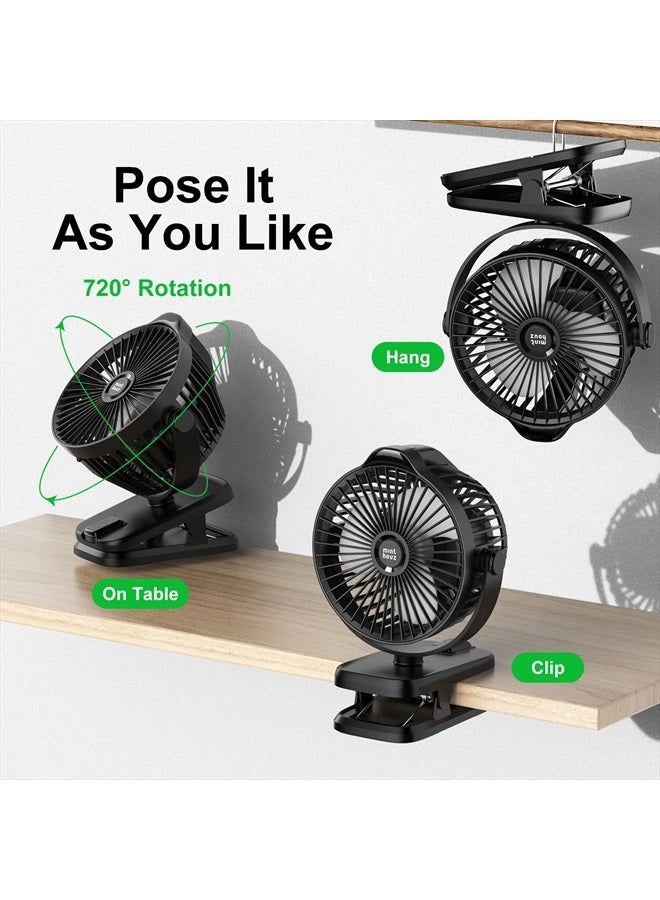 Minthouz Clip on Fan, 8000mAh USB-C Rechargeable Battery Operated Fan, 5 Speeds Portable Small Fan, Low Noise Desk Fan with Clip Ideal for Outdoor Camping/Stroller/Home/Office - Image 5