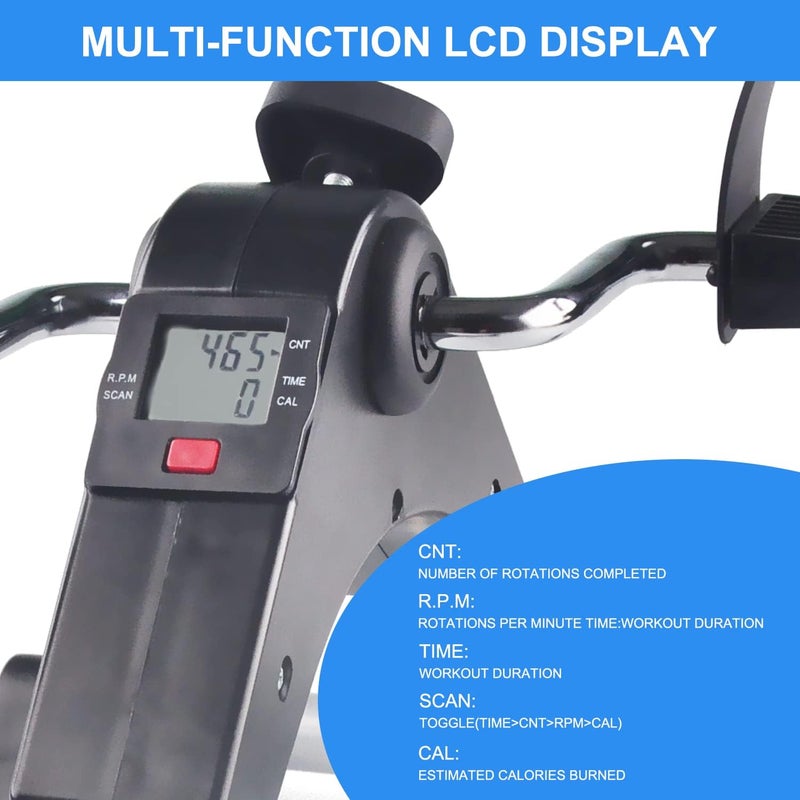 Icedeer Under Desk Bike Folding Pedal Exerciser for Seniors - Portable Mini Exercise Bike Foot Pedal Exerciser with Electronic Display for Legs and Arms Sitting Workout - Image 2